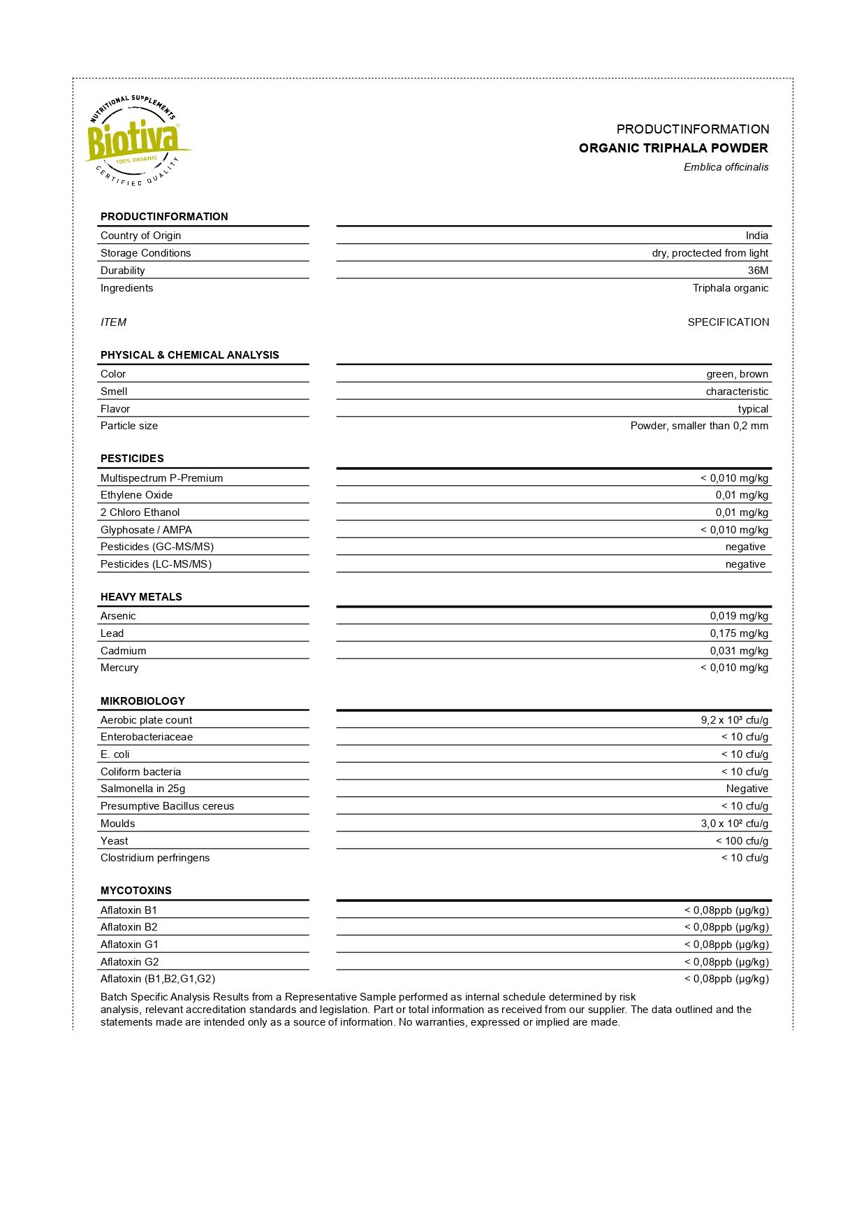 Biotiva Triphala Pulver Bio