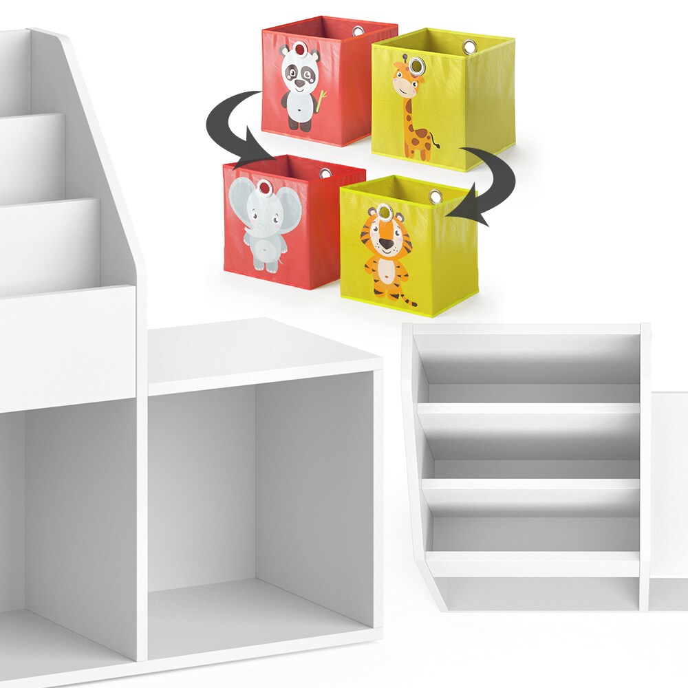 Vicco Kinderregal Aufbewahrungsregal Spielzeugablage Luigi Weiß Sitzbank Faltbox