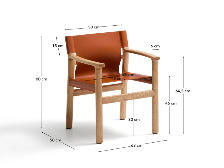Kave Home Jan eetkamerstoel walnoot, donkerbruin gerecycled leer