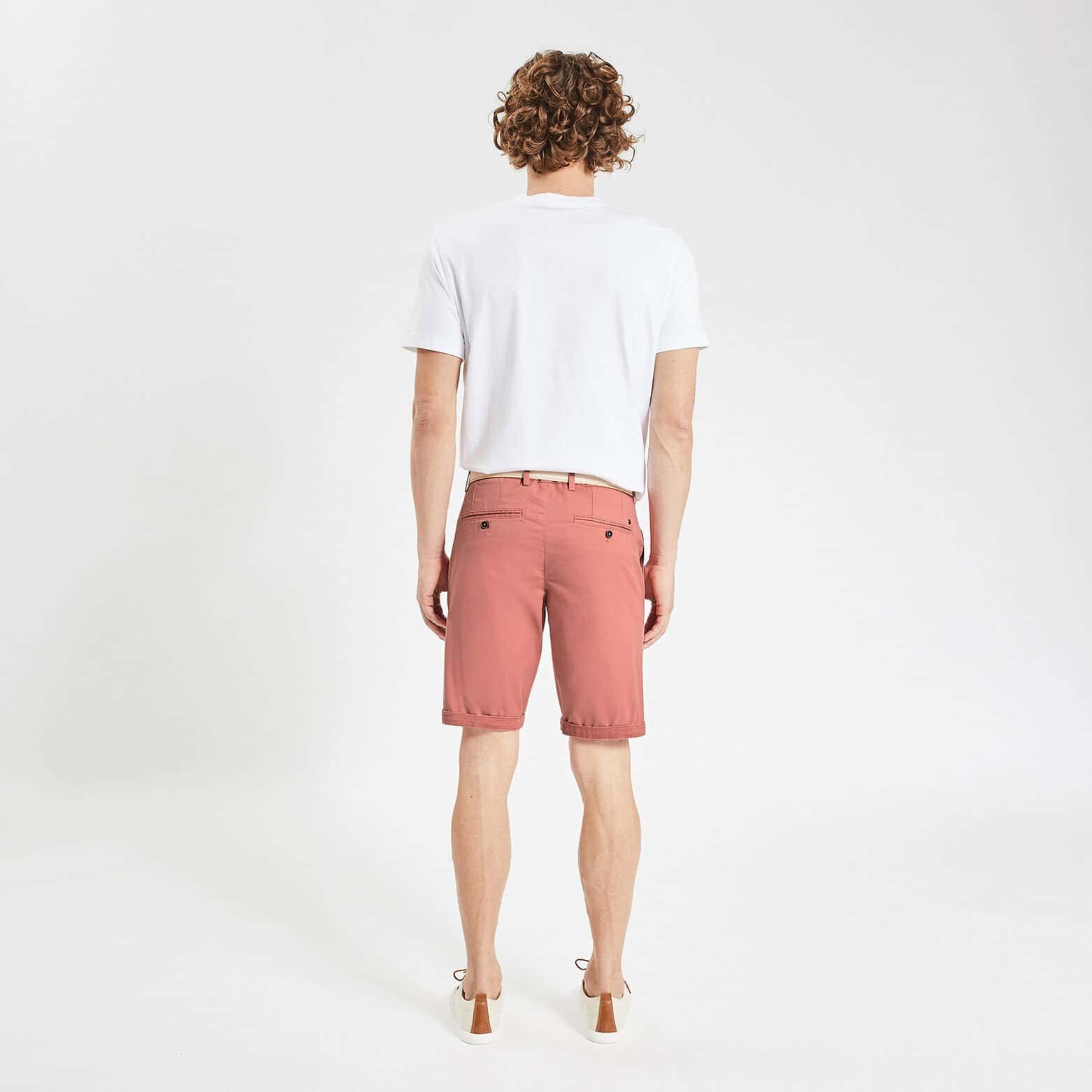 Bermuda chino uni avec ceinture Rose