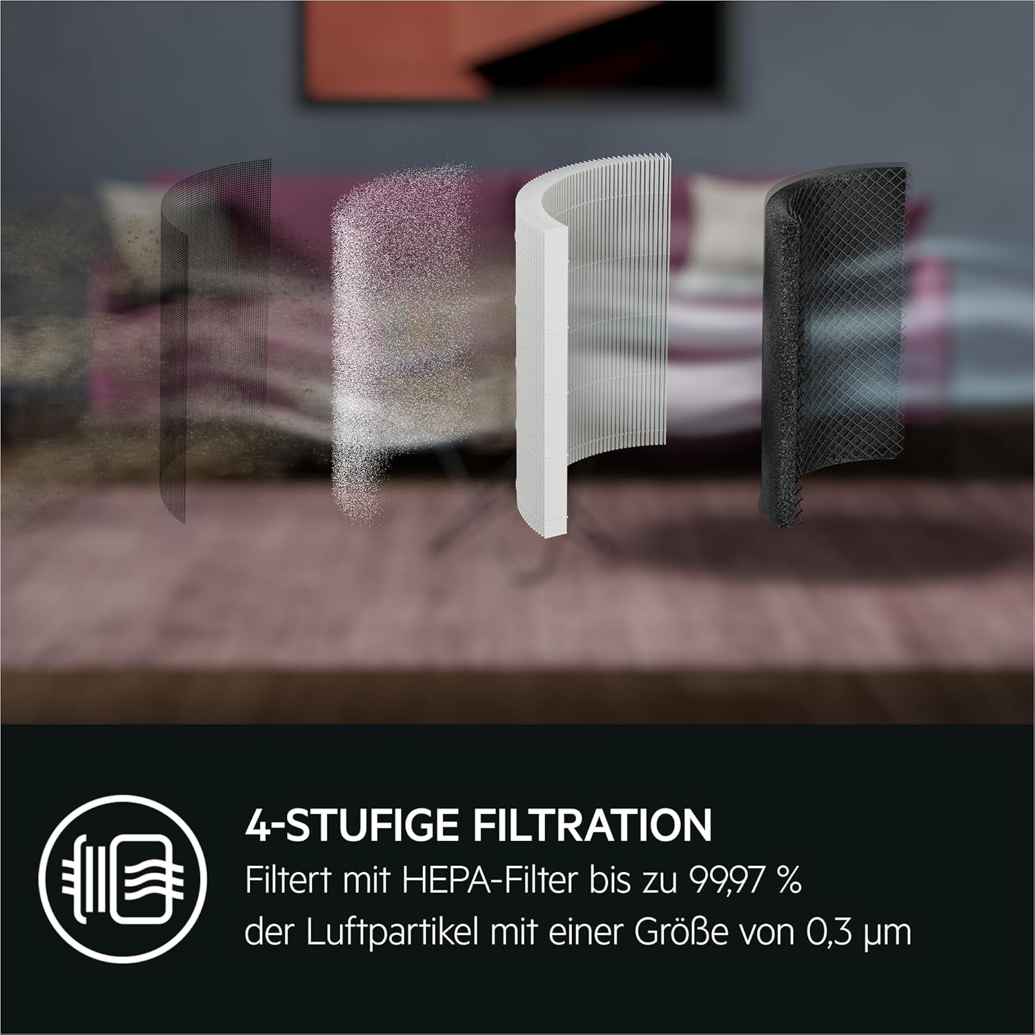 AEG Luftreiniger Pure 5000 / für bis zu 41 m²/98 m³ / Farbe: Dark Grey APO50371DG Dark Grey