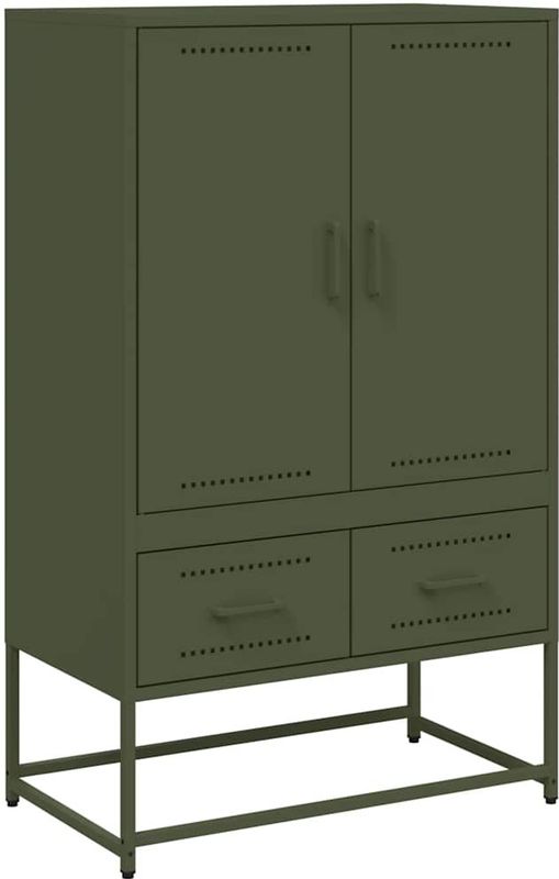 vidaXL - Hoge Kast - Olijfgroen - Staal - 68x39x111,5 cm