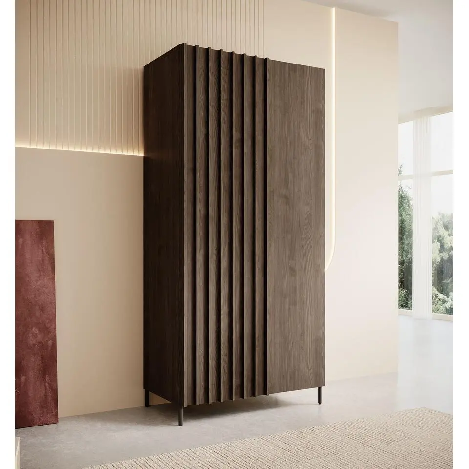 Meubella - Kledingkast Paz - Donkerbruin eiken - 92 cm