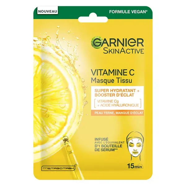 Máscara de tecido Garnier SkinActive Super Hidratante e Iluminadora com Vitamina C 28g