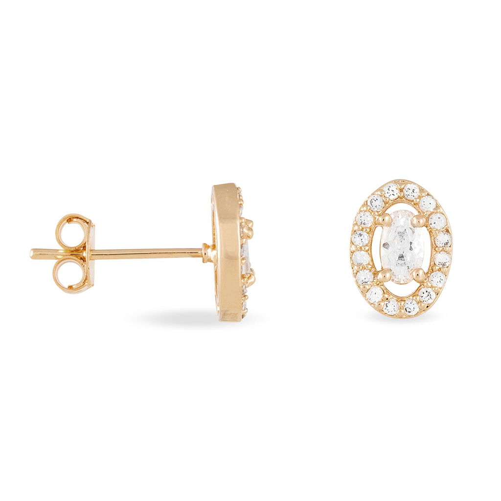 Boucles D'oreilles Puces Classical Plaqué Or Jaune Oxyde De Zirconium