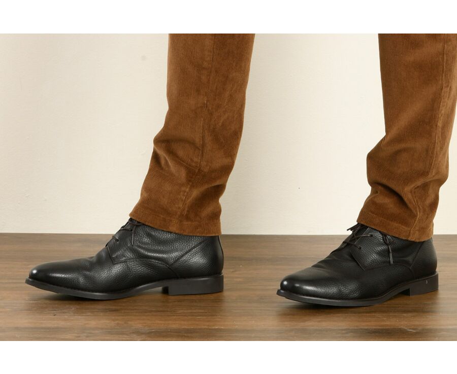 Bottine cuir homme à lacets Chocolat Grainé - KEMERTON GOMME CITY