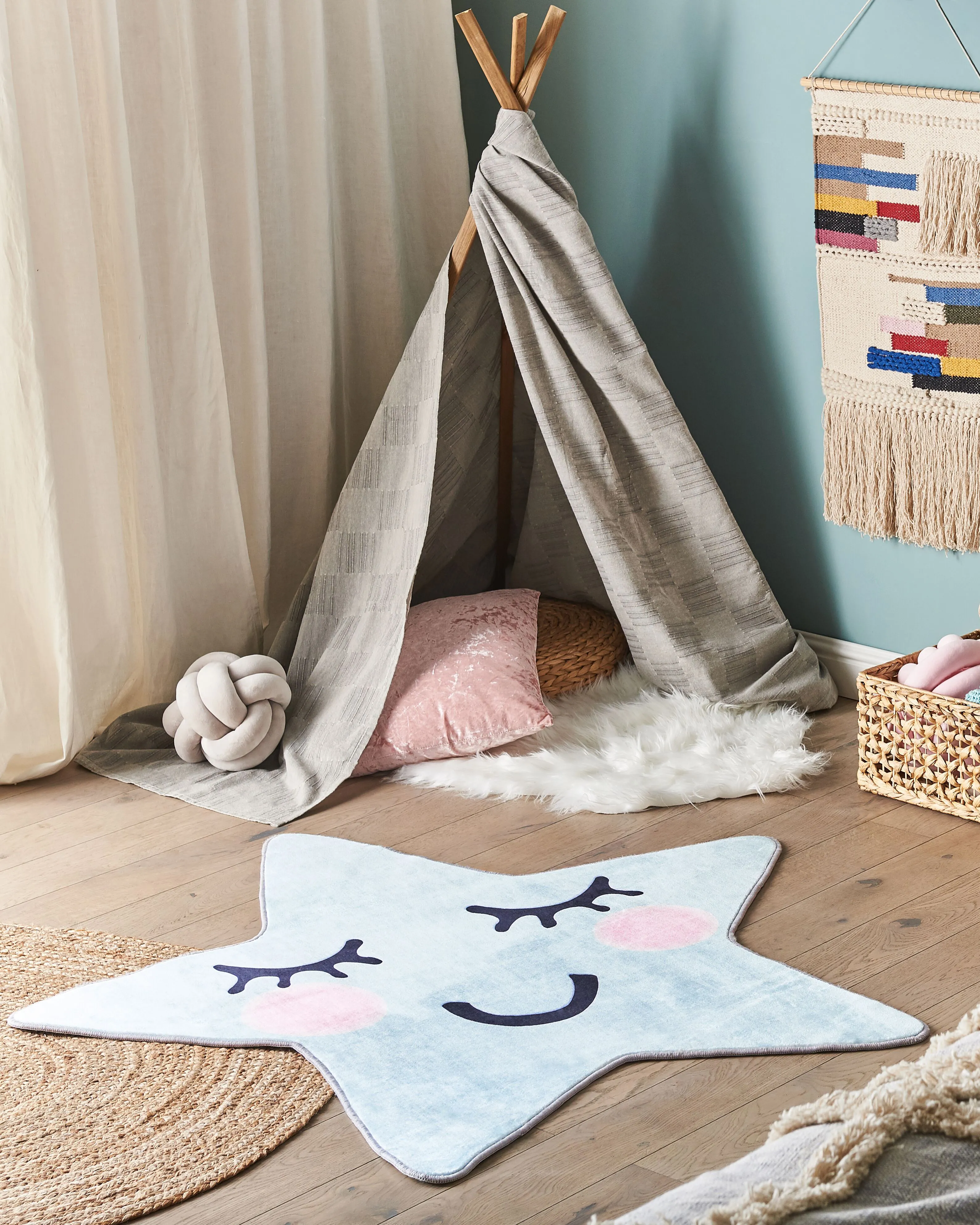 Kindervloerkleed SIRIUS Lichtblauw 120 x 120 cm