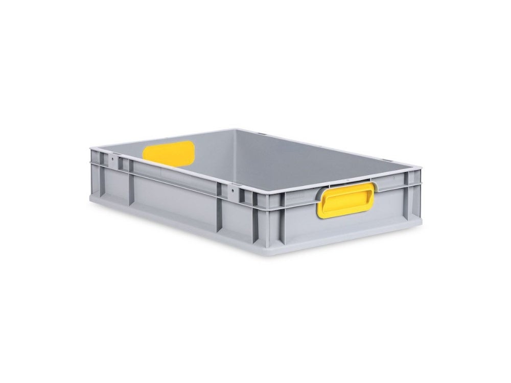 PROREGAL Eurobox Nextgen Kleur HxBxD 12 x 40 x 60 cm 23 liter Handgrepen Geel Gesloten Gladde Bodem Euro Container Transportbox