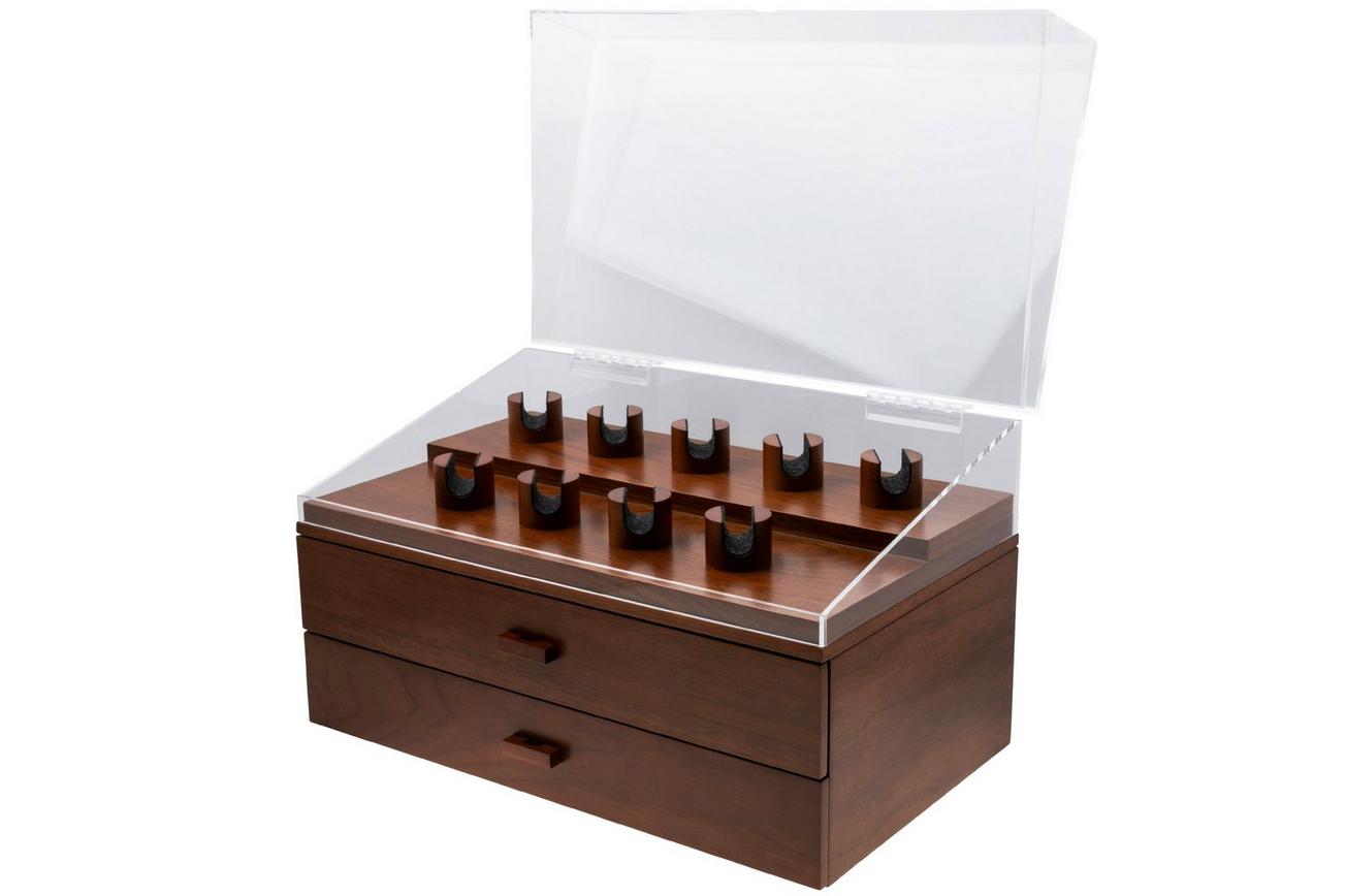 Holme & Hadfield Armada Knife Display Case AD-WT-0992-1 Walnut, zakmessen display voor 50 stuks