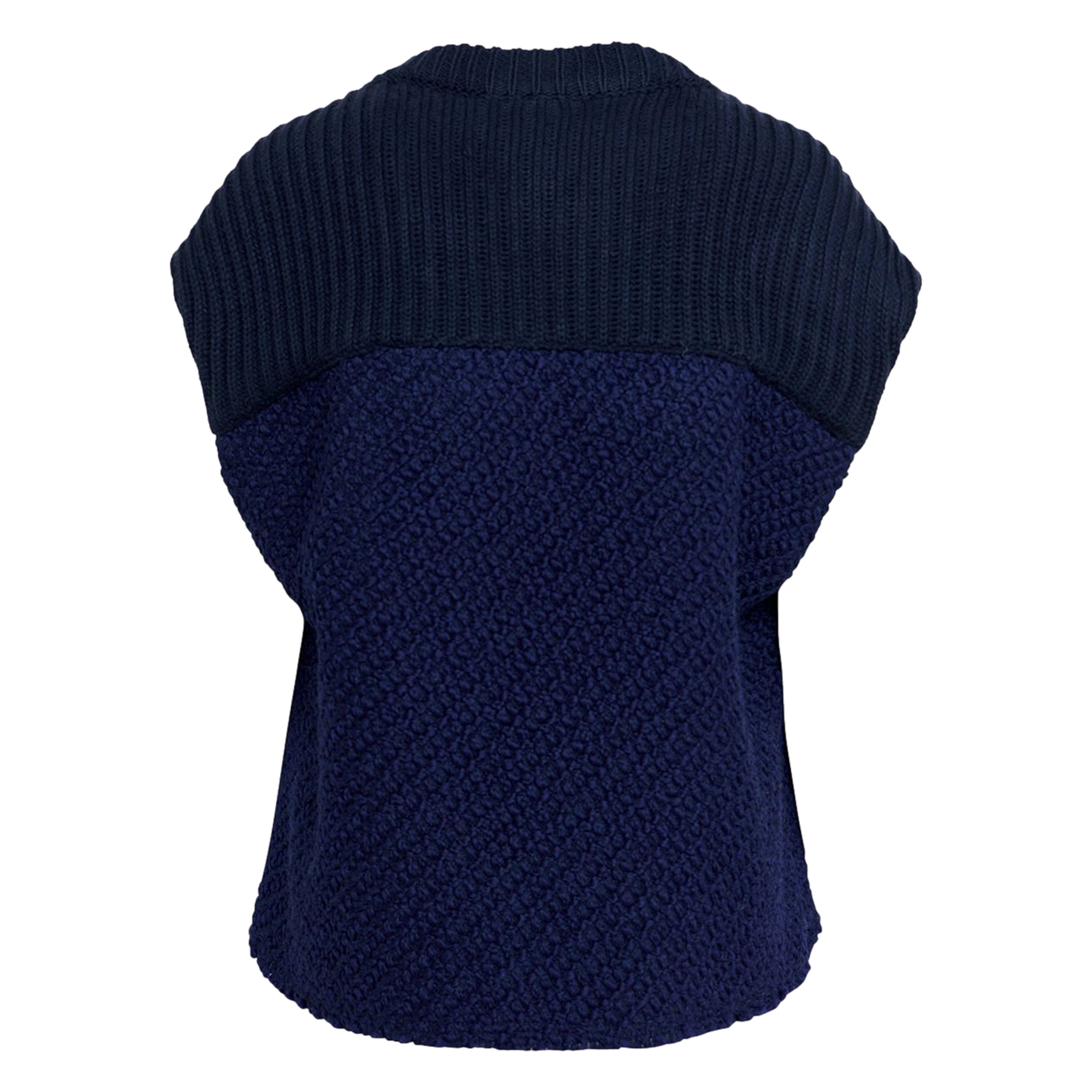 GEOLOGIC - Veste sans manches col V ample en laine mélangée | Bleu