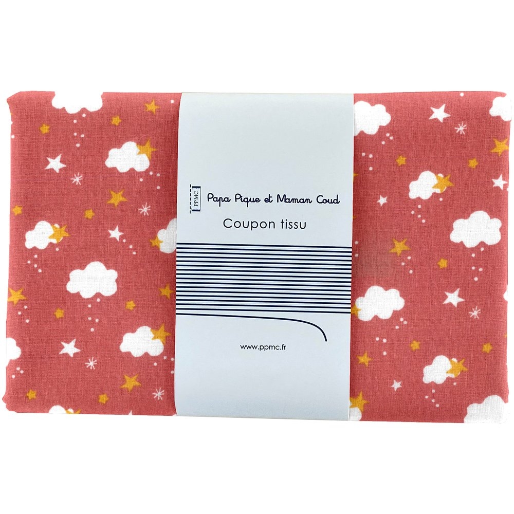 Coupon Tissu 1 M Nuages Rouge Ex1083