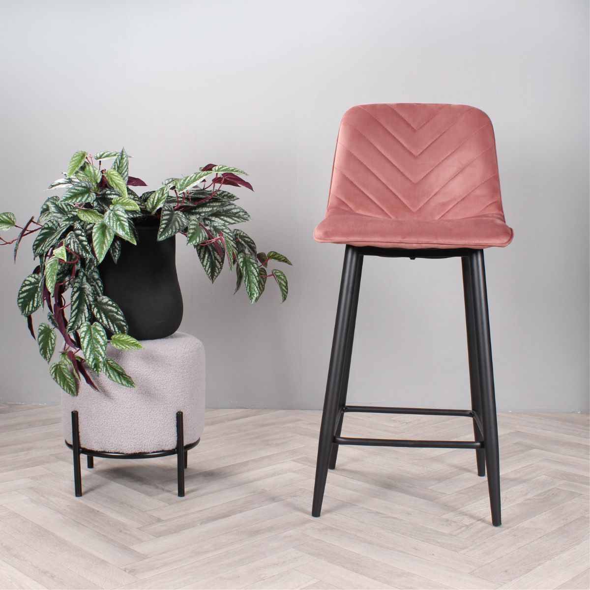 DS4U - Gaby barkruk velvet 65 cm 2.0 - roze