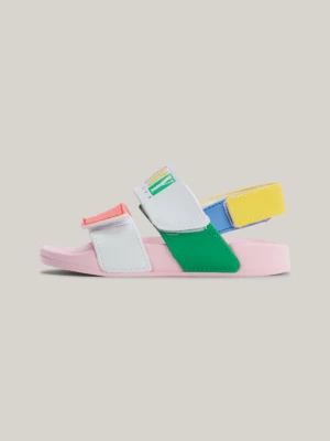 Sandálias com fecho de velcro em blocos de cores