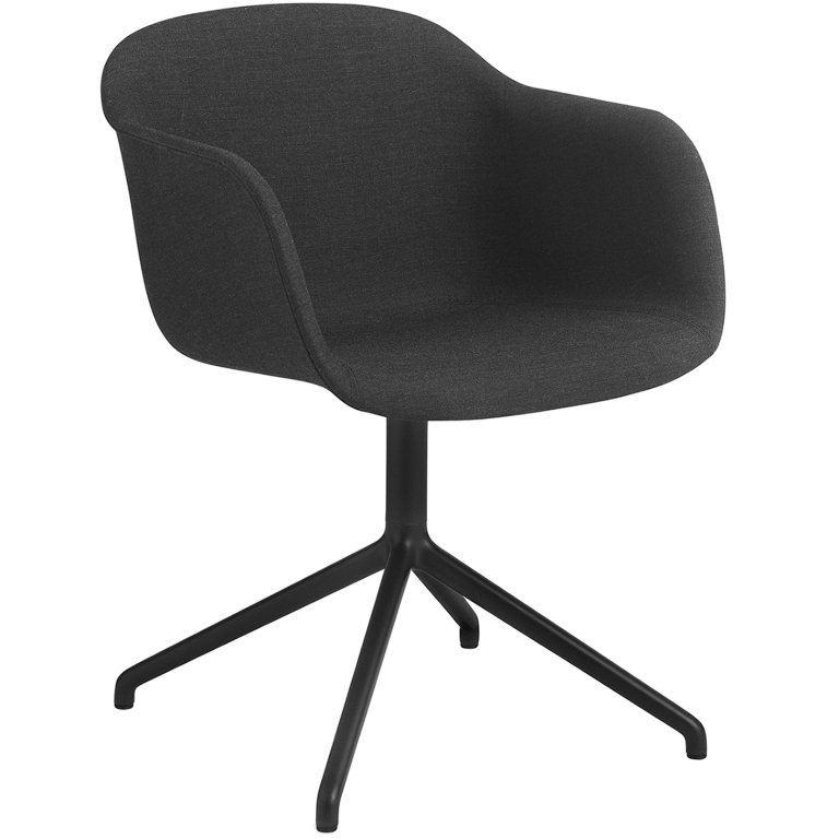 Muuto Fiber Swivel gestoffeerde stoel zwart, Remix 183