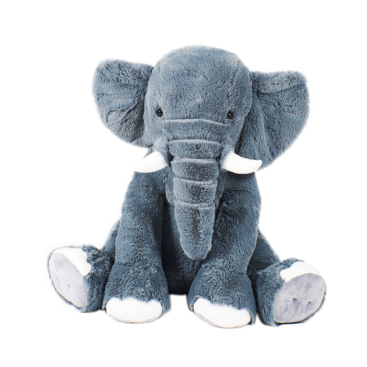 Éléphant gris-bleu assis 78 cm