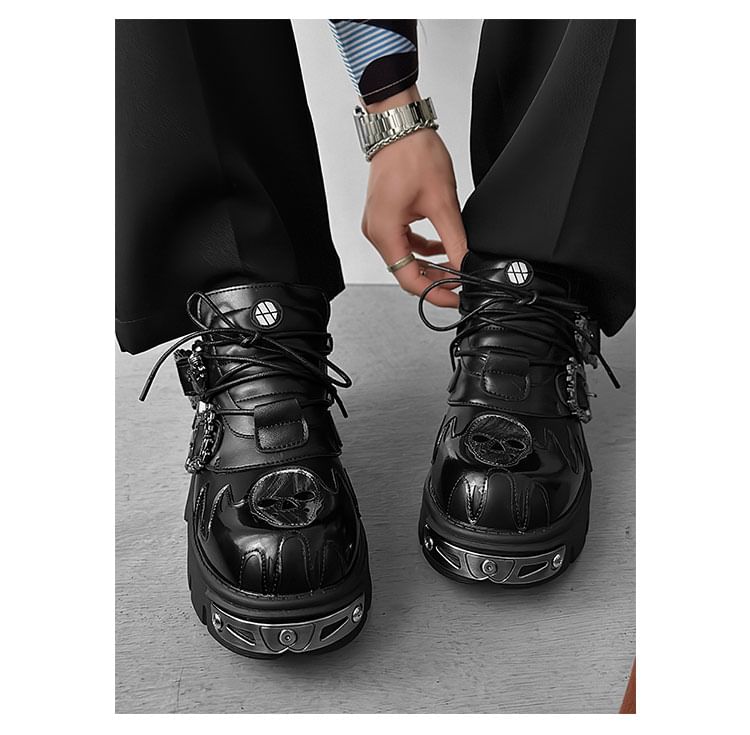 Malnia Home - Punk Platform Buckled Lace Ups