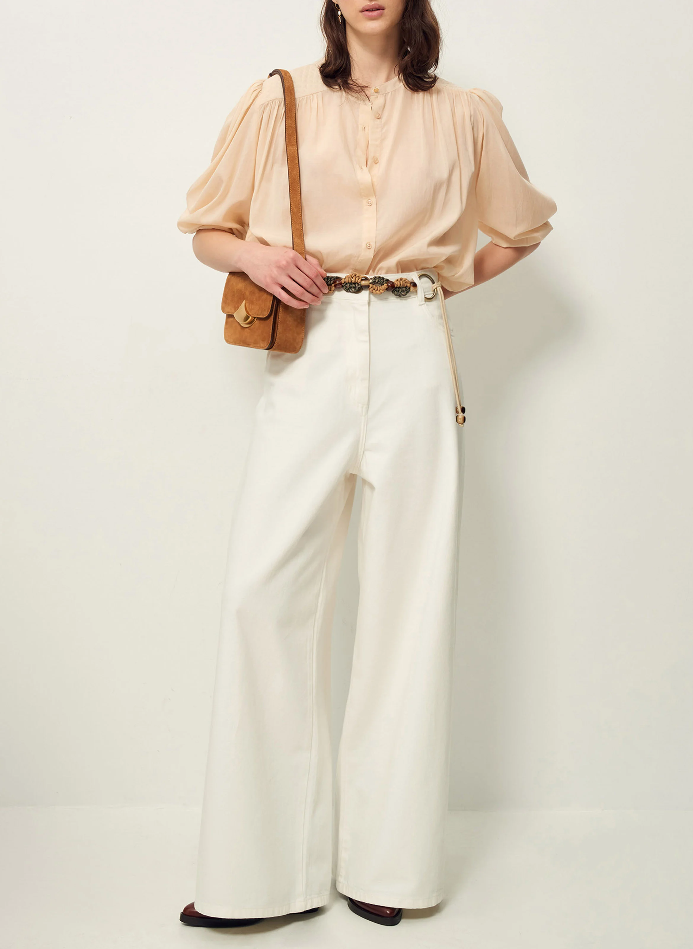 SUZY - Blouse ample en coton mélangé | Beige