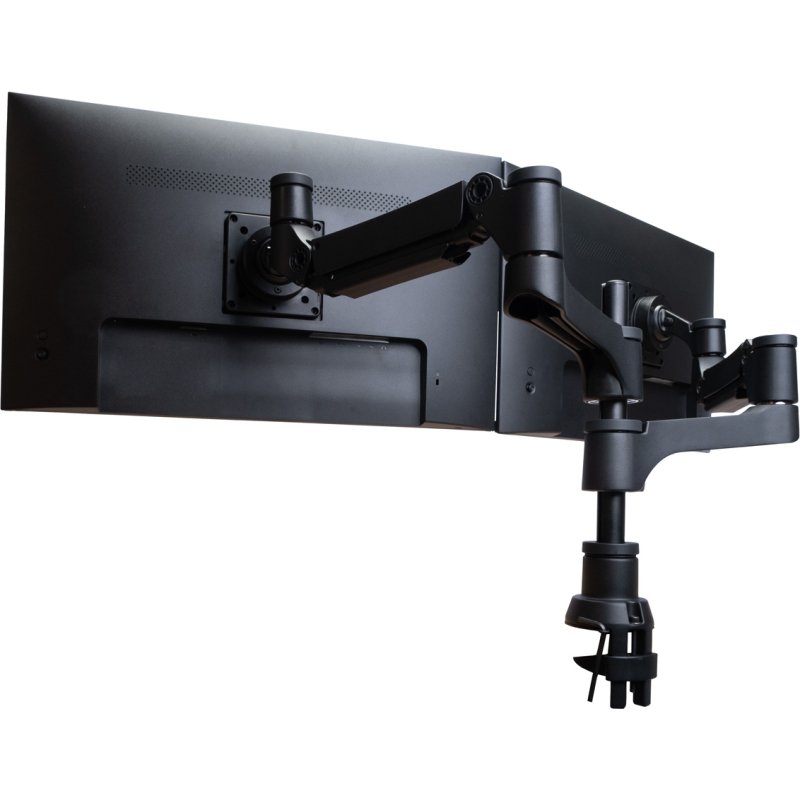 R-Go Tools Bras d'écran R-Go Caparo, pour deux écrans, réglable par vérin à gaz, capacité de charge 3-9 kg, 100% circulaire, noir