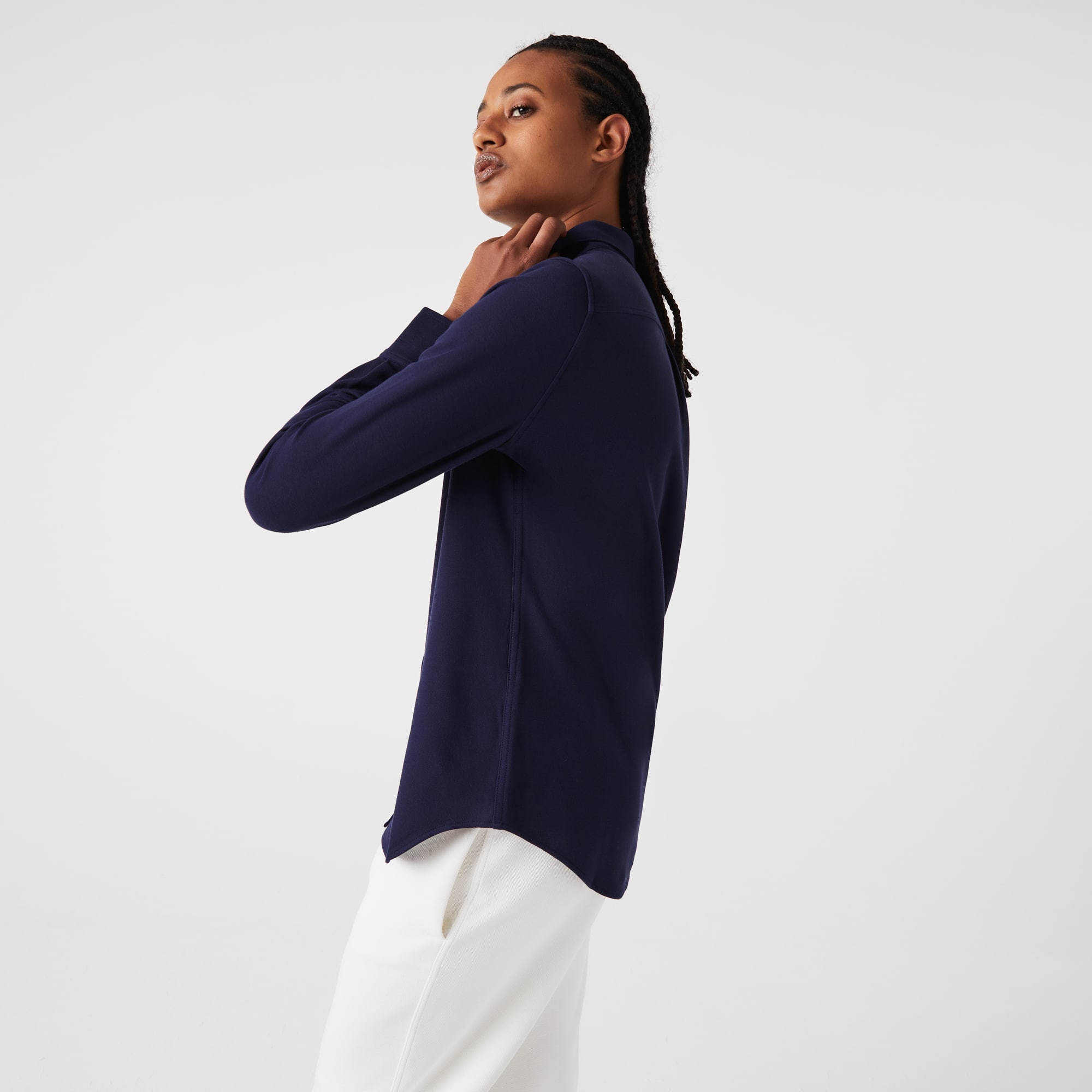 Chemise femme à col français Lacoste en piqué de coton Chemises & Hauts - Bleu - Lacoste - Femme