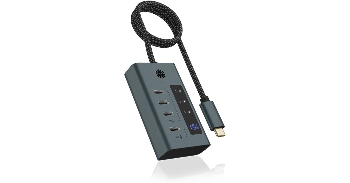 ICY BOXIB-HUB1454-C31 usb-hub  (Grijs/blauwgrijs, 4x USB-C 3.2 (10 Gbit/s))