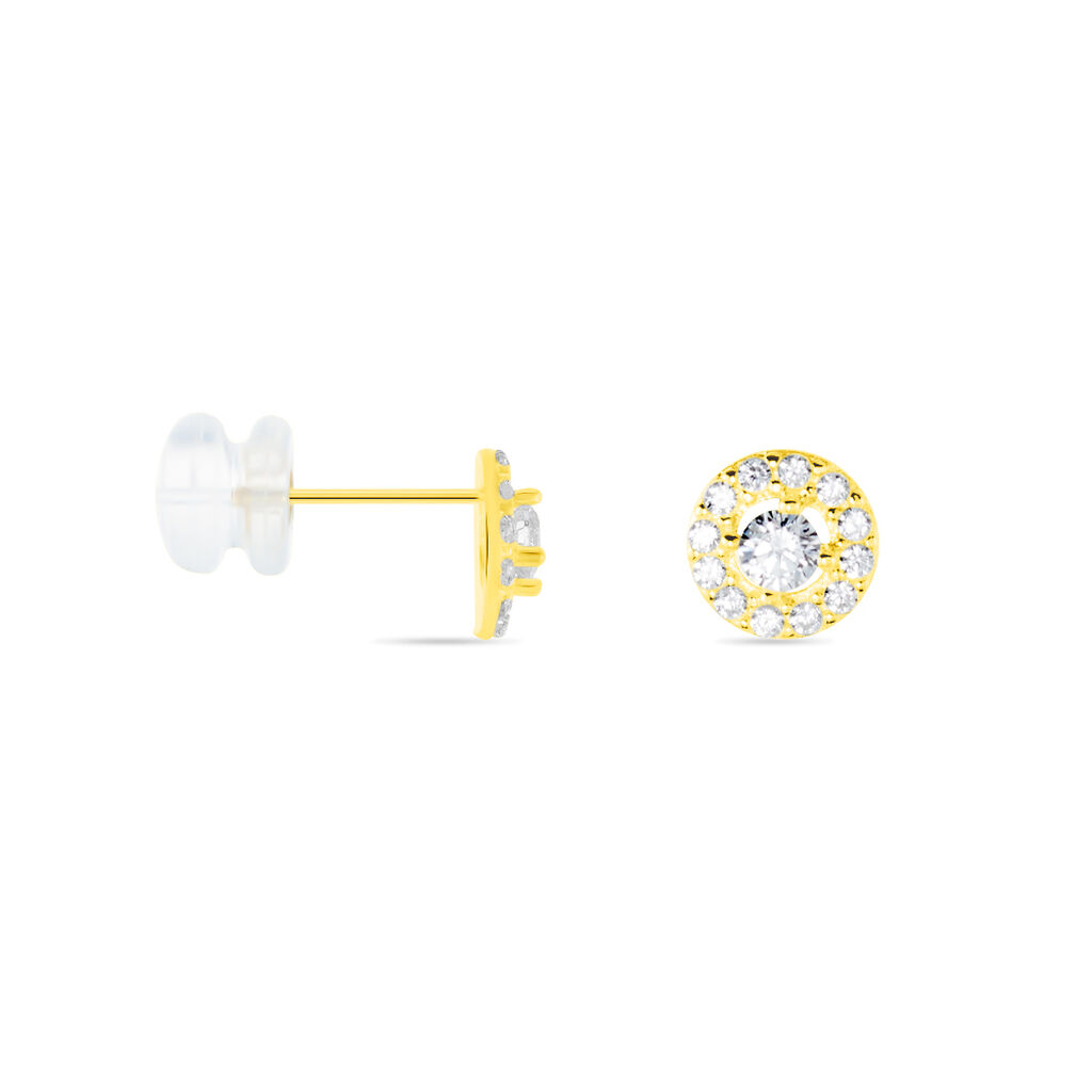 Boucles D'oreilles Puces Tahera Or Jaune Oxyde De Zirconium