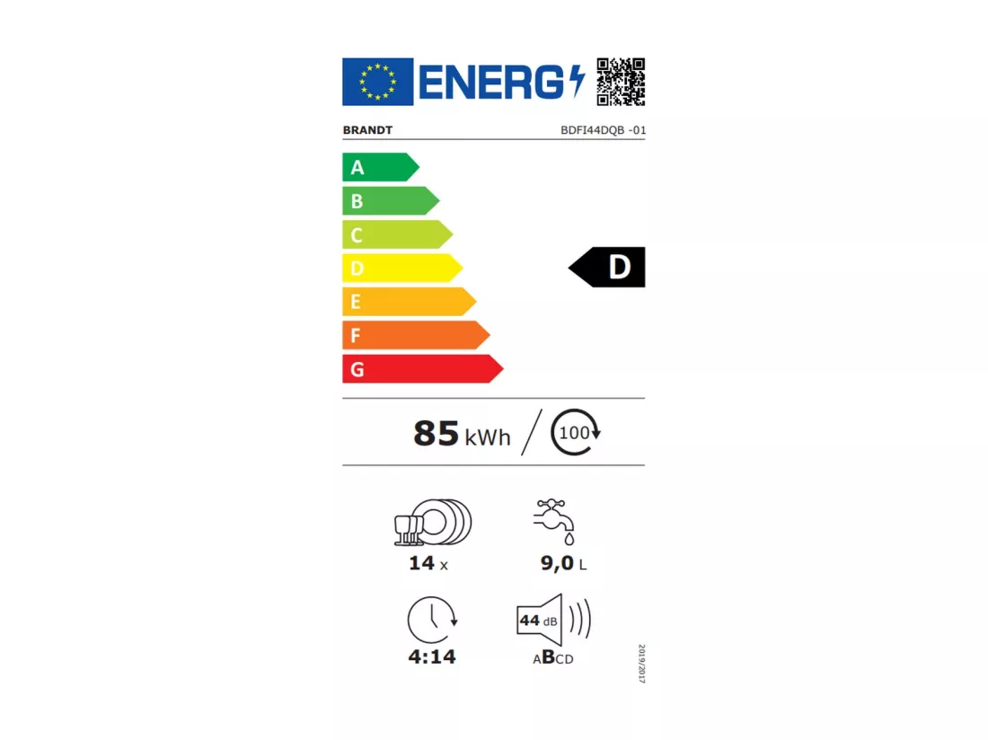 Brandt Lave-vaisselle 60cm 14 couverts 44db tout intégrable - BDFI44DQB