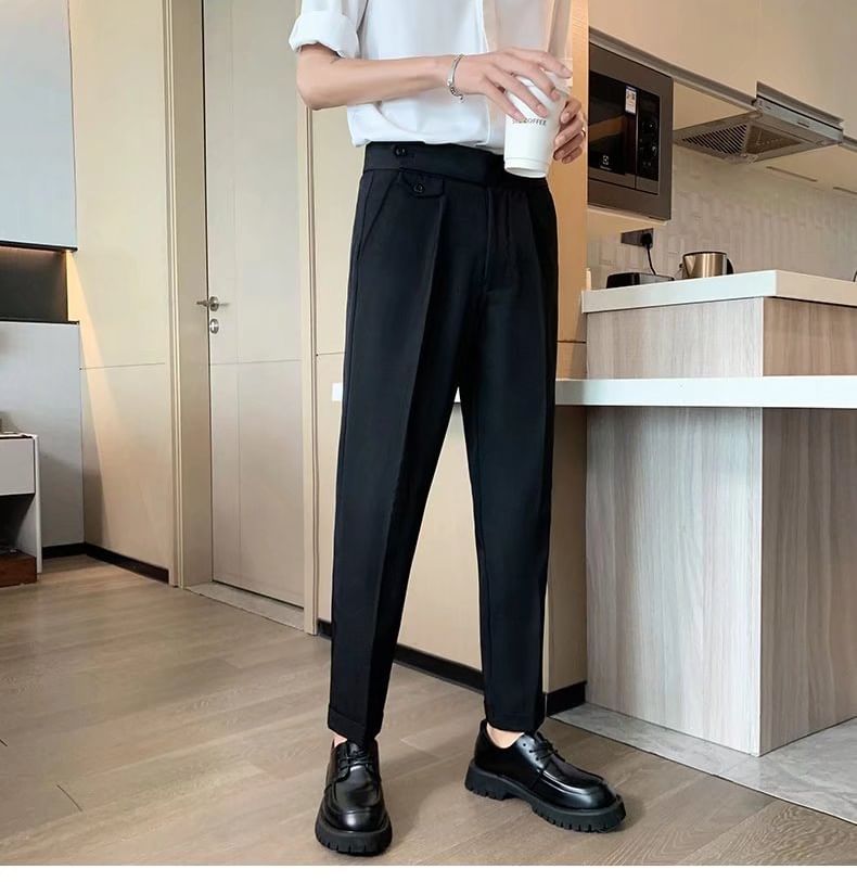 Cowpow - Mid Rise Plain Straight Leg Dress Pants