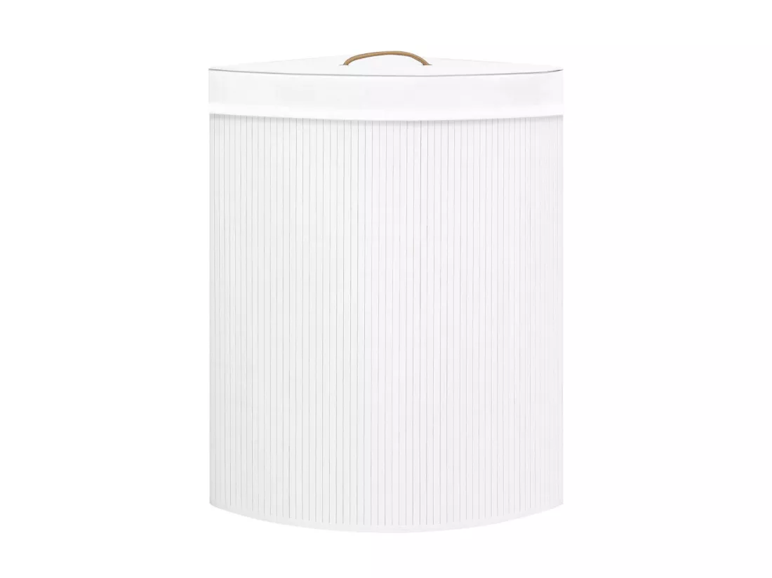 Panier à linge d'angle Bambou Blanc 60 L