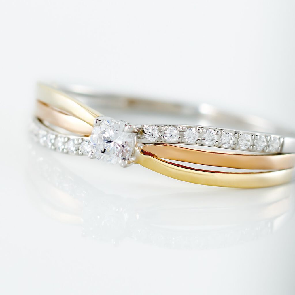 Bague Or Tricolore Peregrine Oxyde De Zirconium
