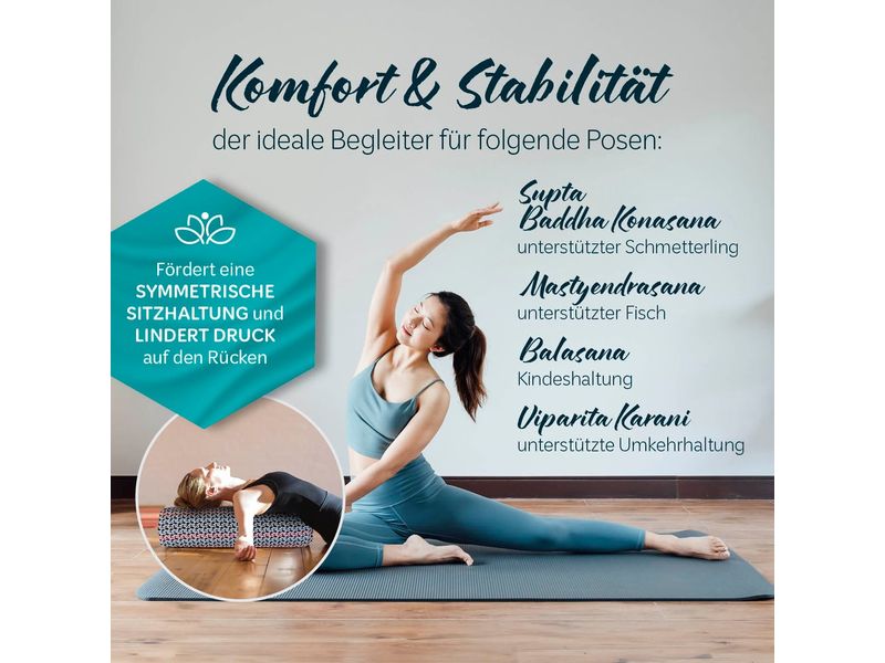 DoYourYoga Yoga-Bolster Tarik Buchweizen, Mehrfarbig Yogarolle