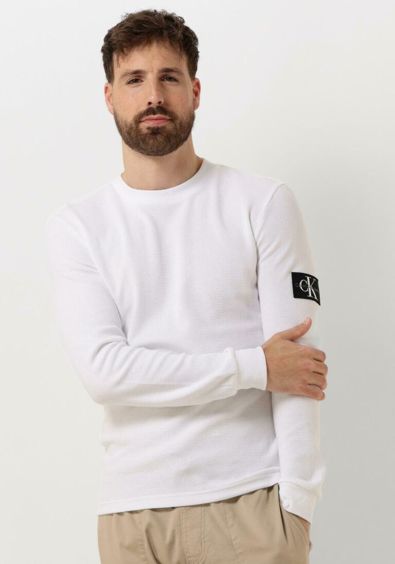 CALVIN KLEIN witte calvin klein trui badge waffle ls tee