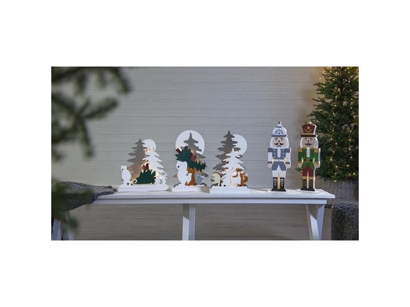 Star Trading Tischdeko Forest Friends, 44 cm, Holz Beleuchteter Wald mit Tieren