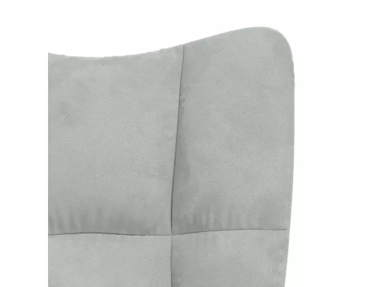 Chaise à bascule avec repose-pied Gris clair Velours