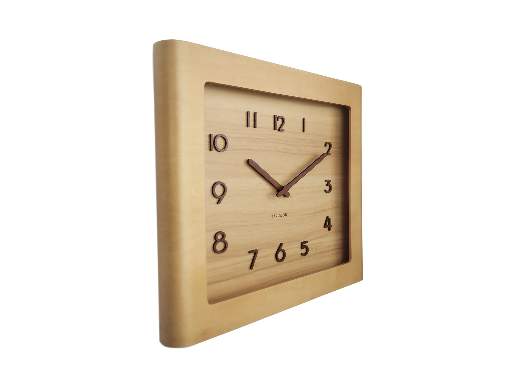 Wall clock Sole squared frame light basswood