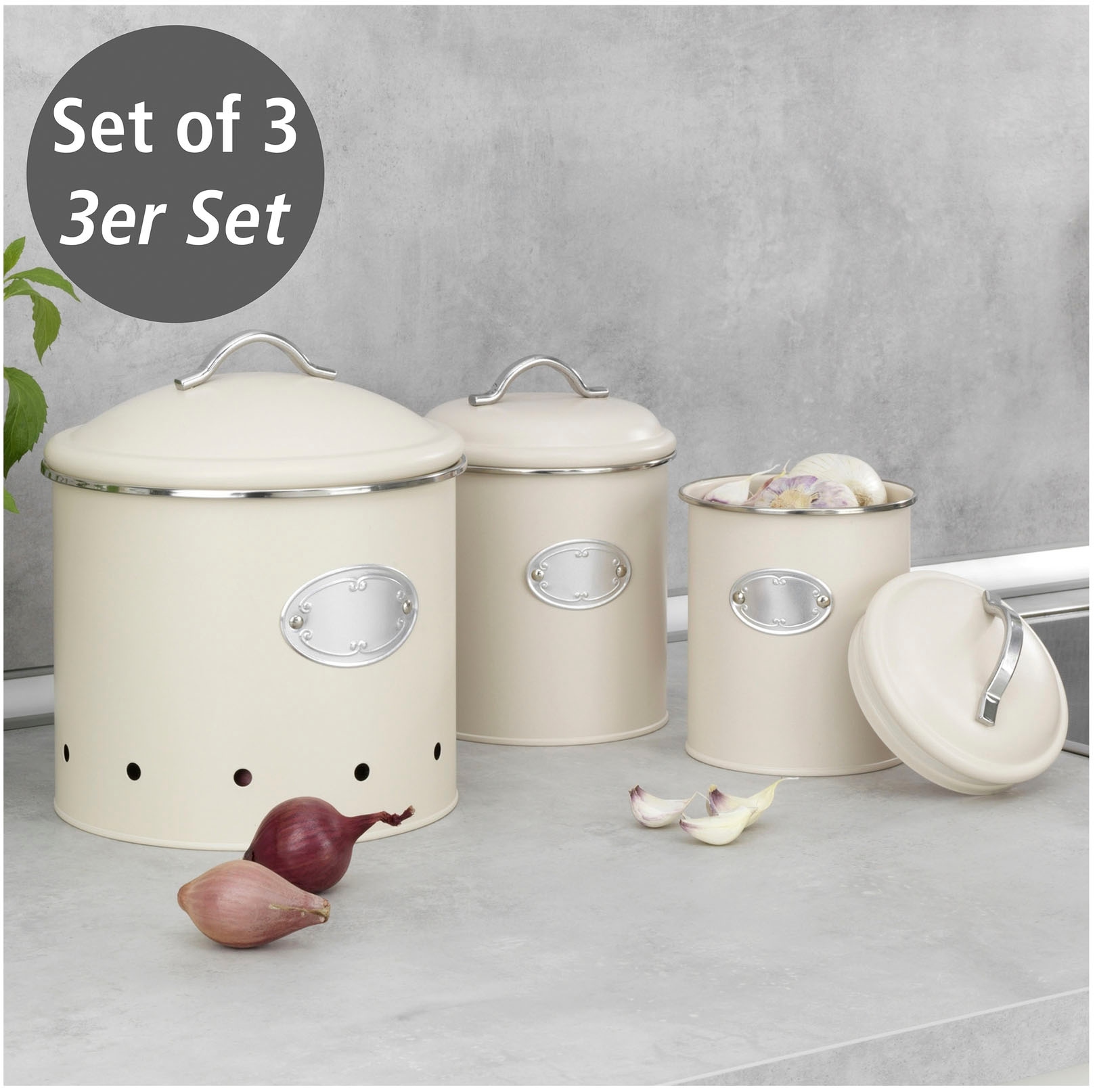 WENKO Vorratsdose »Modell Nero« Set, 3 Stk. tlg. Aufbewahrungsdosen für Vorräte und Lebensmittel, 3 Grössen