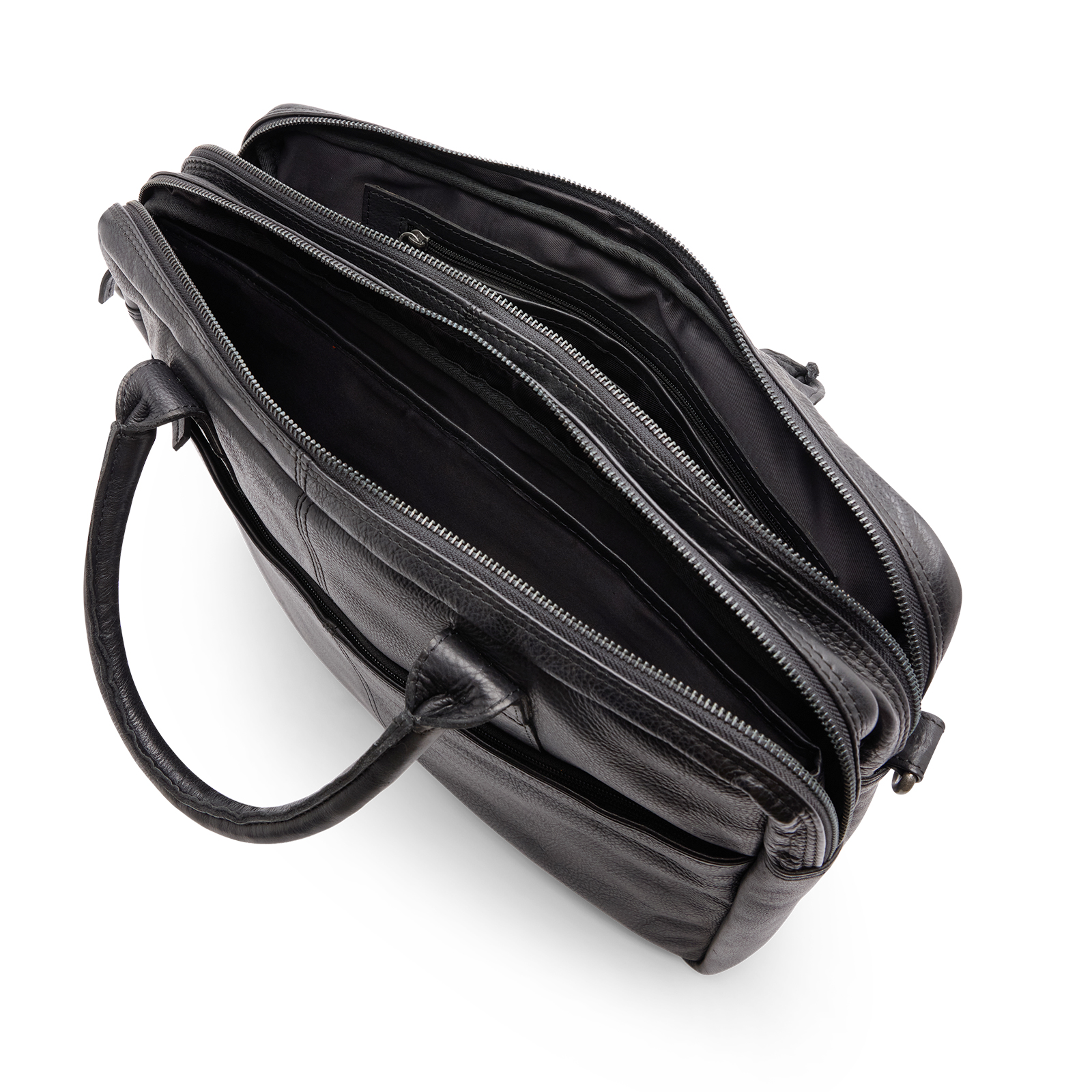 18 inch zwarte leren laptoptas