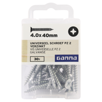 GAMMA schroef universeel platkop verzinkt 4.0x40 mm 30 stuks