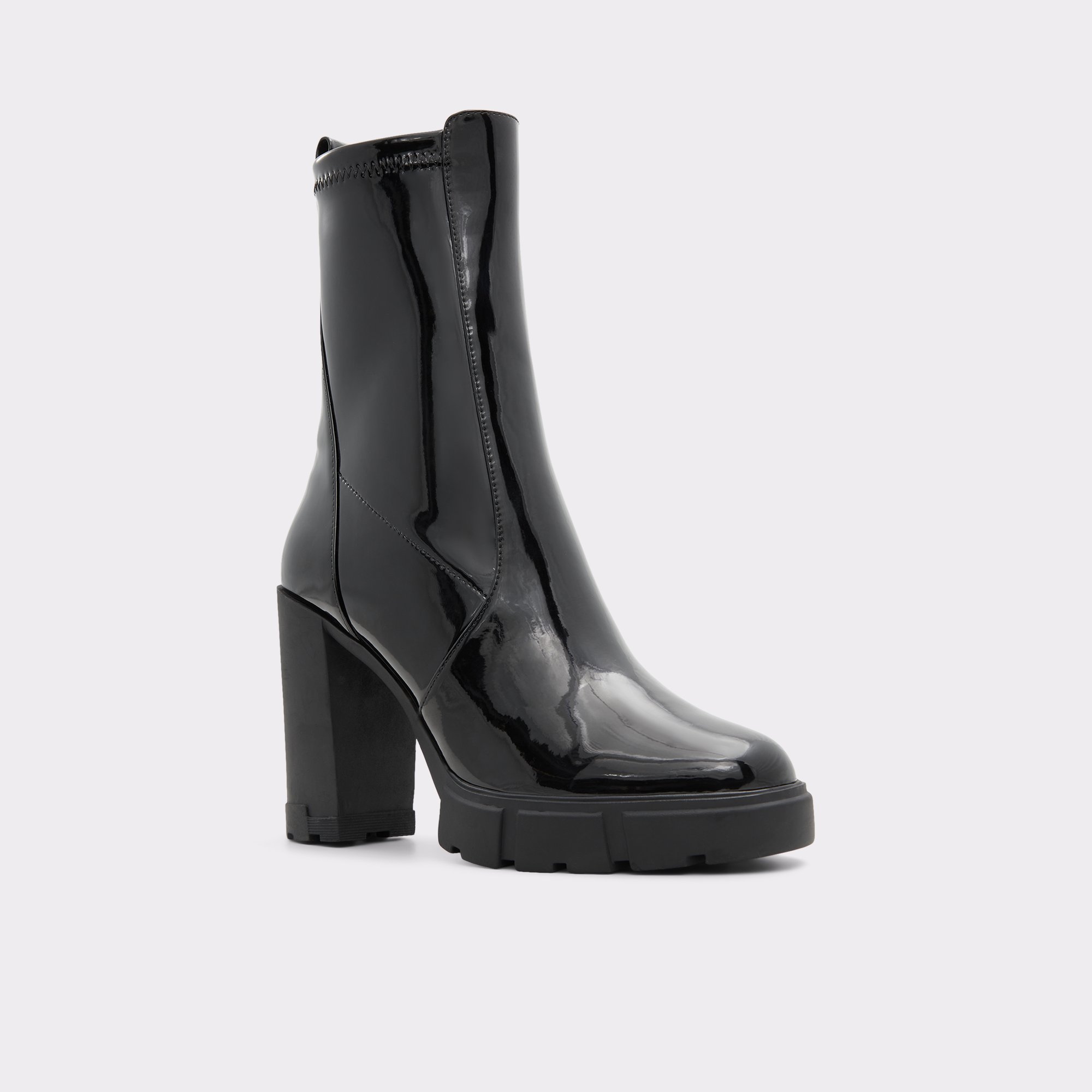 Ilanna Black Synthetic Patent Women Dress boots