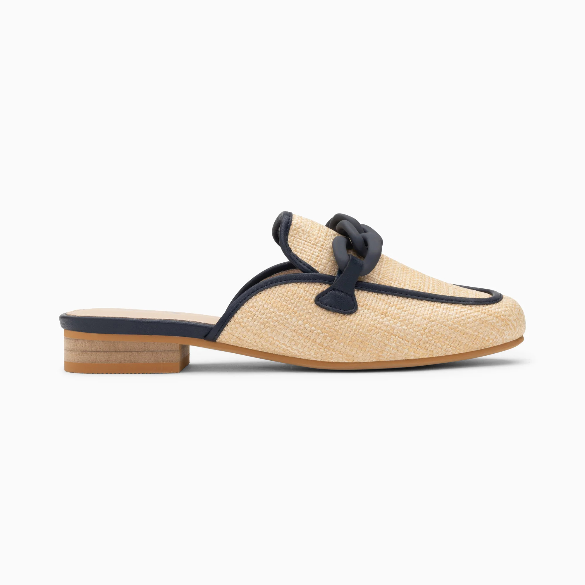 Mocassins, Derbies, Ballerines-Mules Emna beige et bleu marine à chaîne mate