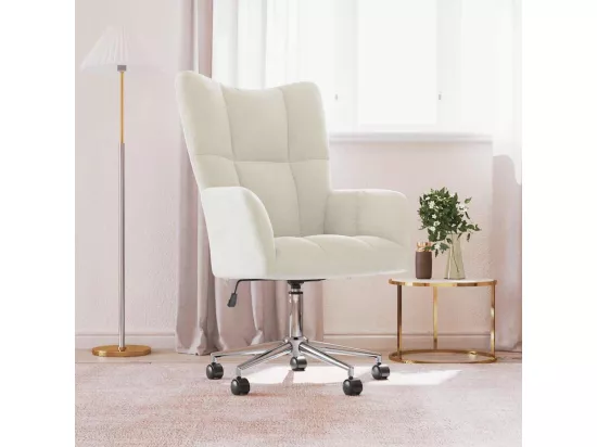Chaise de relaxation Blanc crème Velours