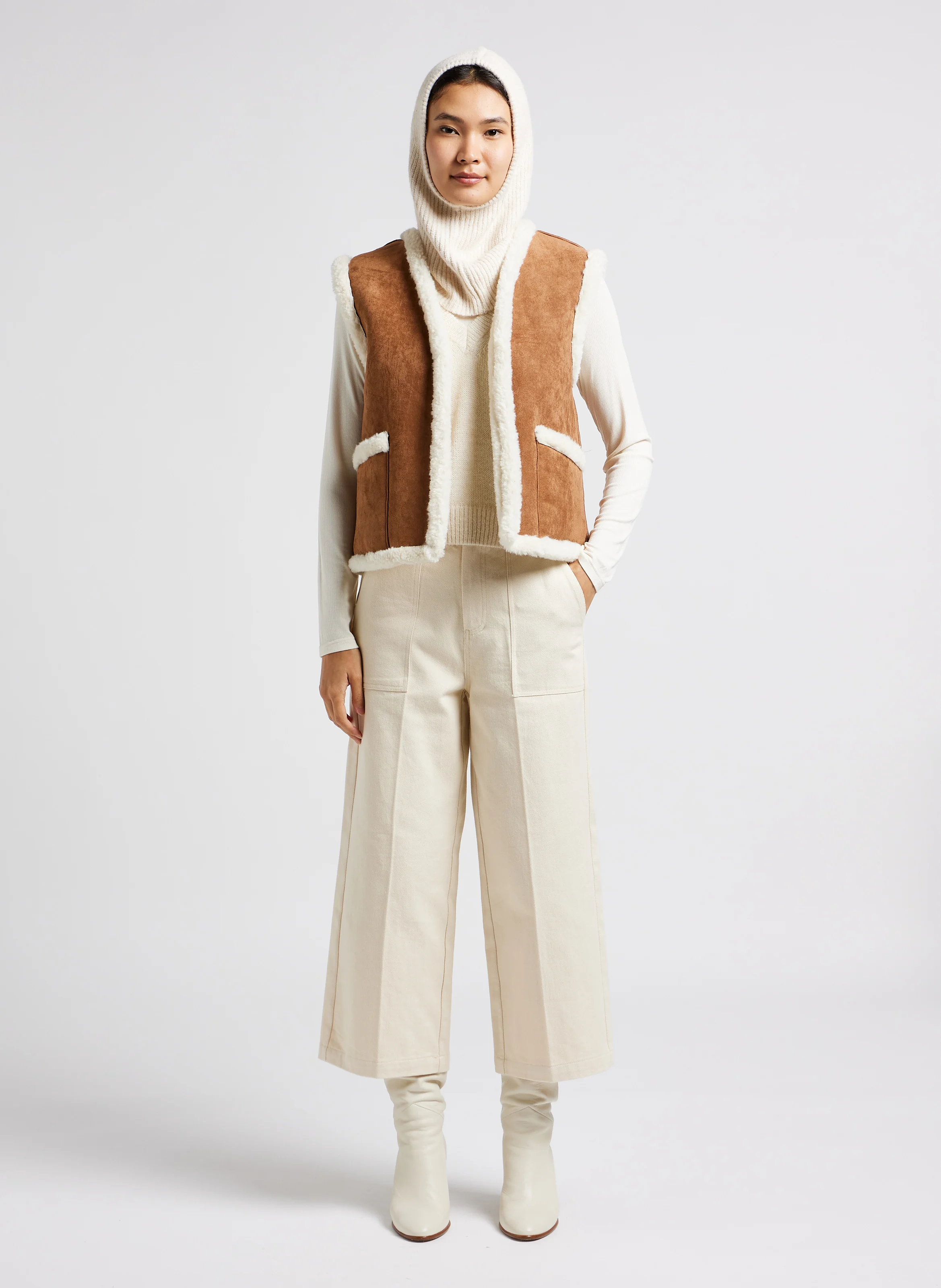 LEOPOLD - Pantacourt taille mi-haute en coton | Beige