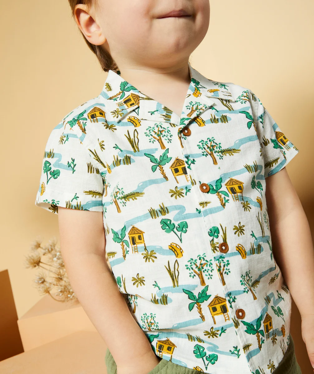 chemise d'été manches courtes bébé garçon avec imprimé cabanes