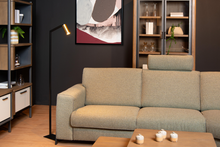 Lucide Sybil vloerlamp zwart/messing