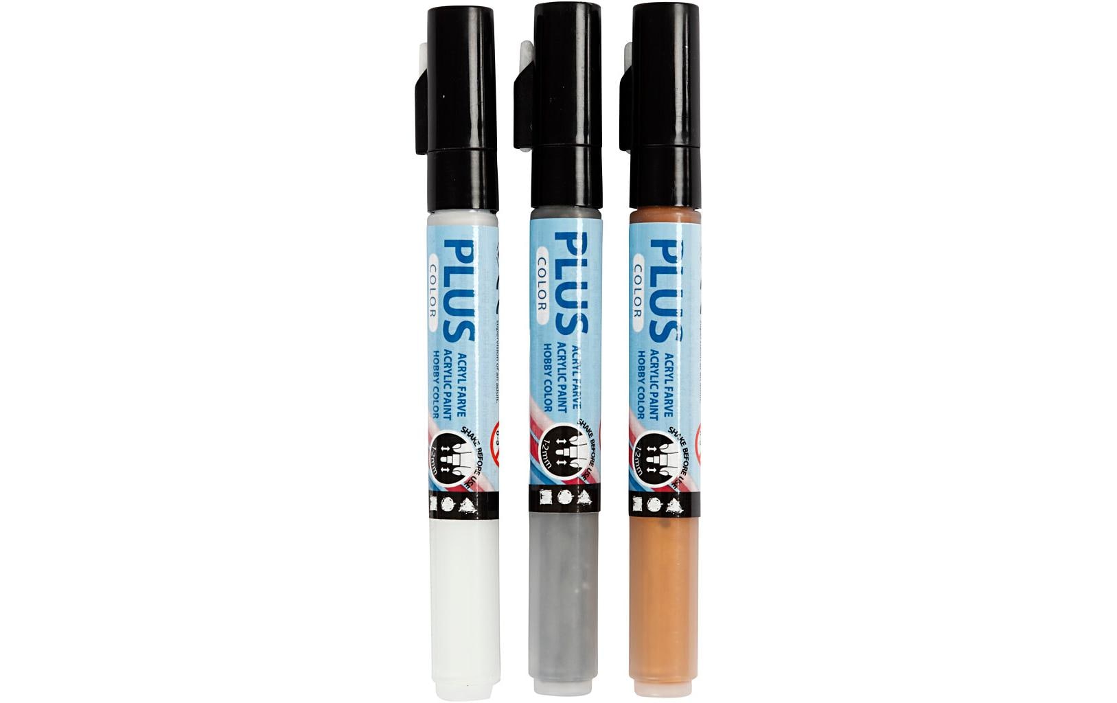 Acrylmarker Plus Color 1-2 mm 3er Set, Weiss/Silber/GoldAcrylstifte Set