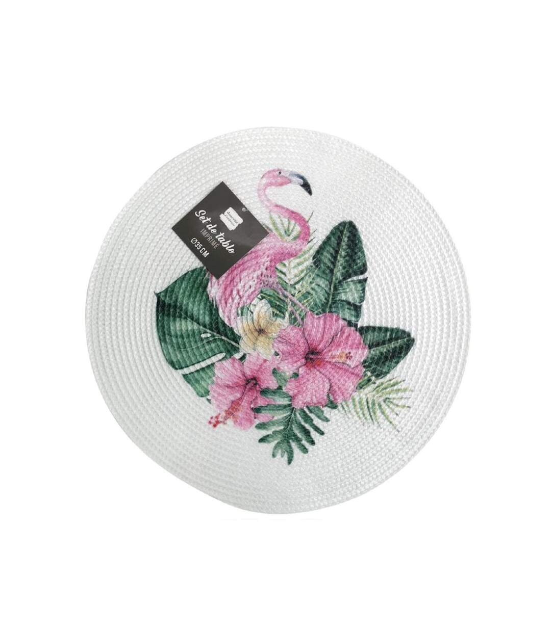 Set de Table Imprimé Flamant 35cm Blanc