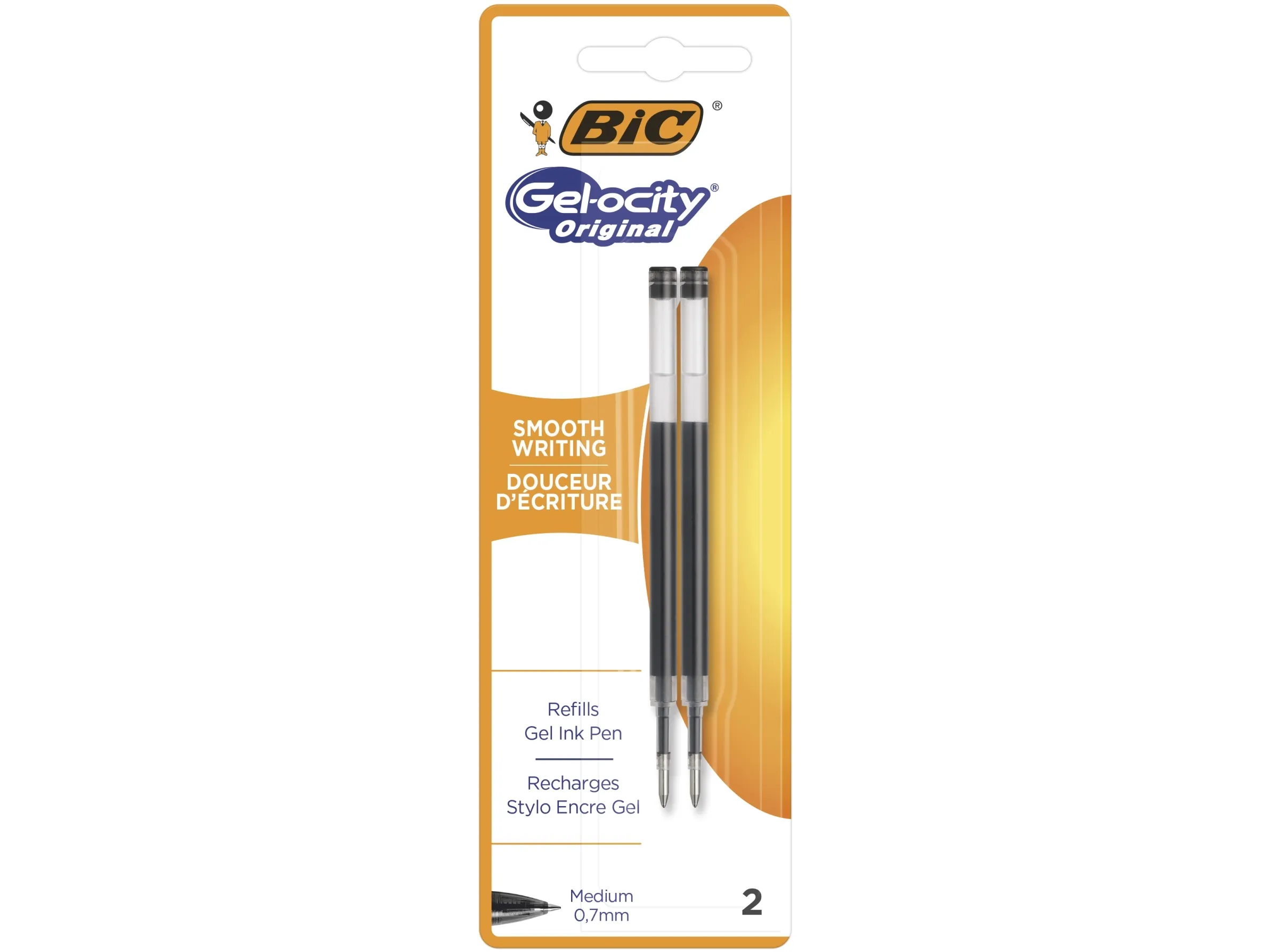 Refills BIC Gel-ocity Patroner med gelblæk - Medium Spids (0,7 mm) – sort - (2 stk.)