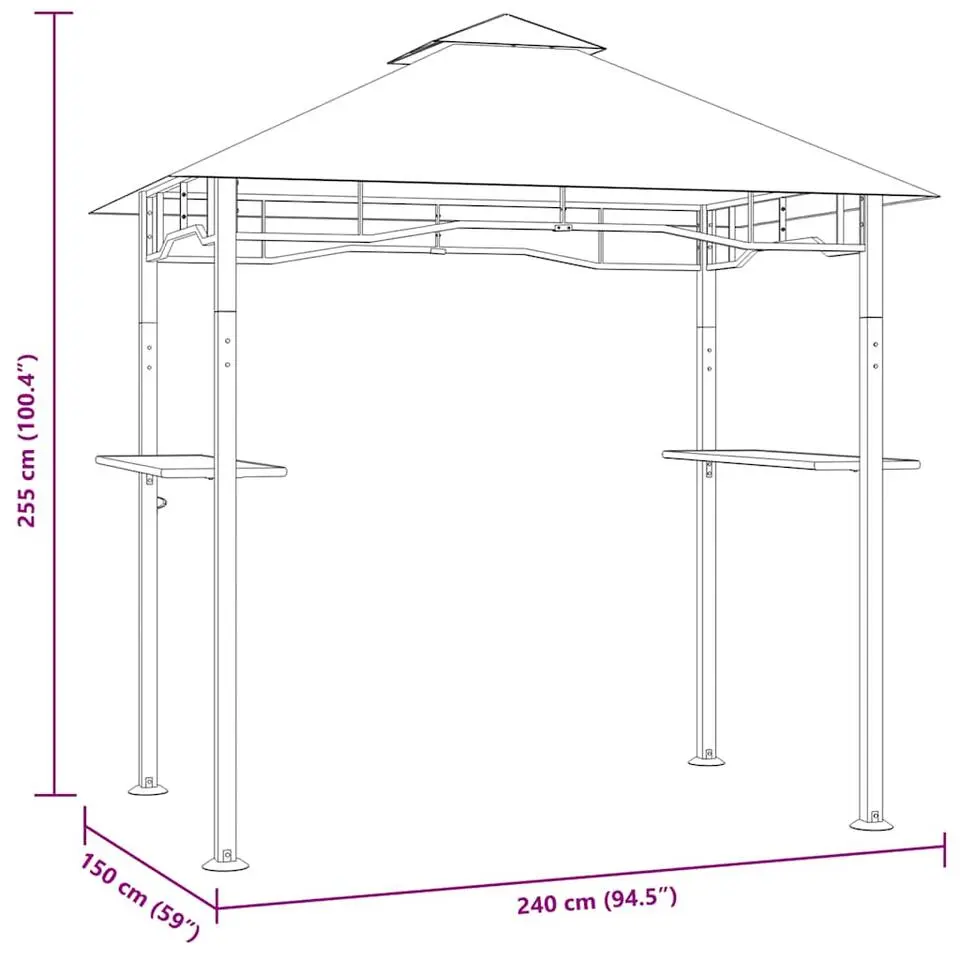 vidaXL - Barbecue Paviljoen - Antraciet - Staal