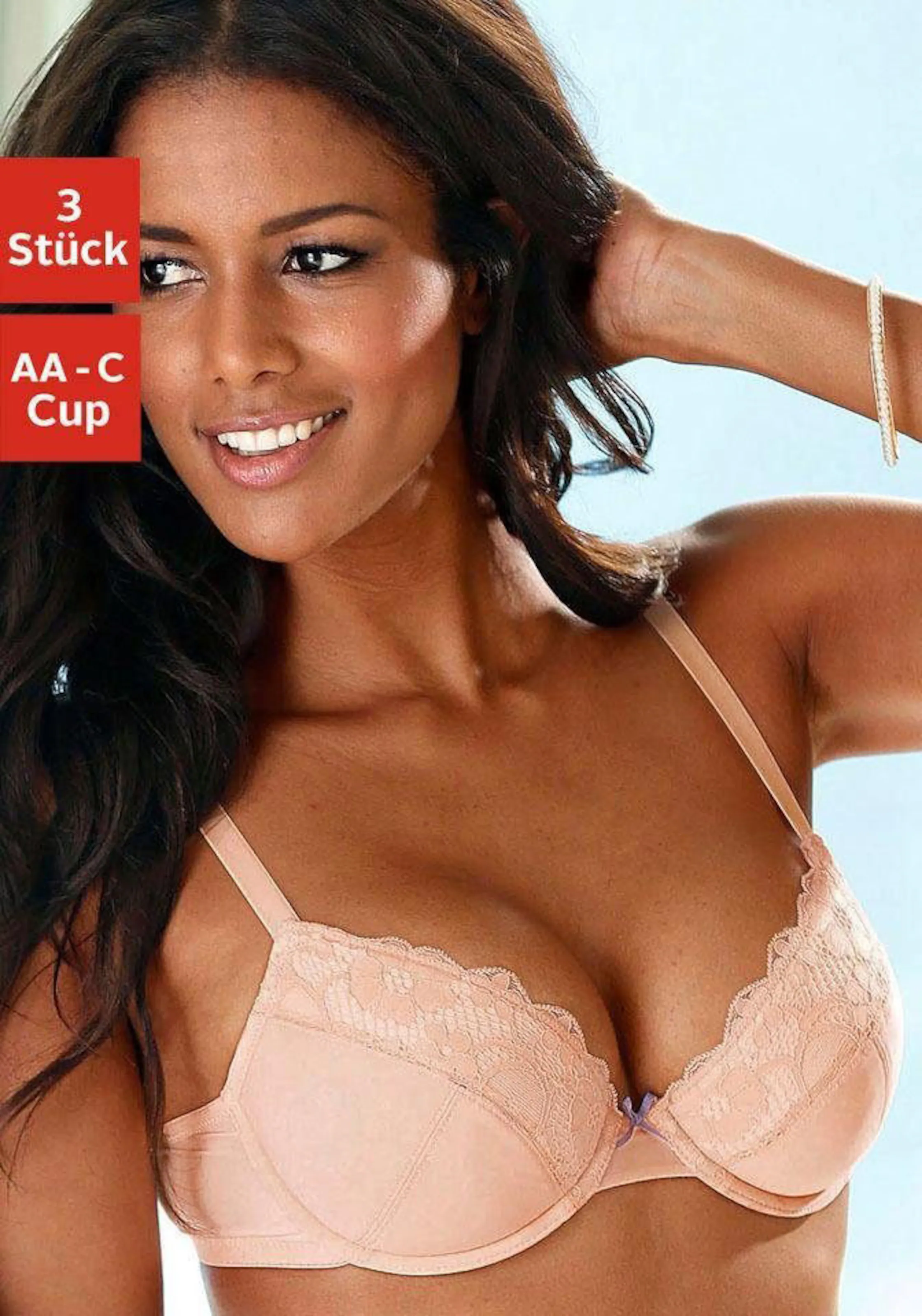 petite fleur Push-up-BH in lavendel+mandarine+weiß