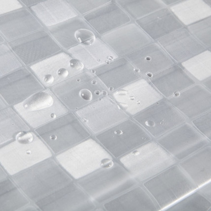 (180x200cm) Anti-Schimmel Duschvorhang EVA-Material inkl. 12 Duschstangen Ringe - Transparent (Mosaik)