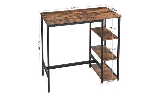VASAGLE Bartisch »aus Holz und Stahl, 60 x 109 cm«